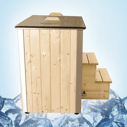 Square Design Stainless Steel Cold Tub With Wooden Exterior