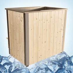Square Design Stainless Steel Cold Tub With Wooden Exterior